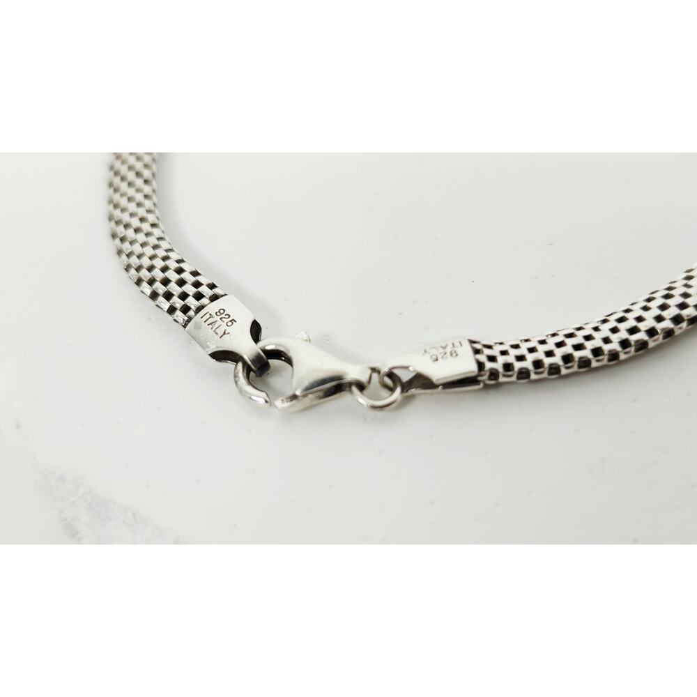 Vintage LIRM 925 Sterling Silver Woven Popcorn Mesh Chain Bracelet Italy - Picture 7 of 16